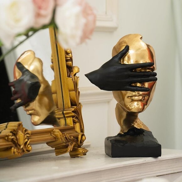 NEW Thinker Statue for Home Decor-Gold Sculptures Decorative - 11.8" H Covering - Picture 1 of 7